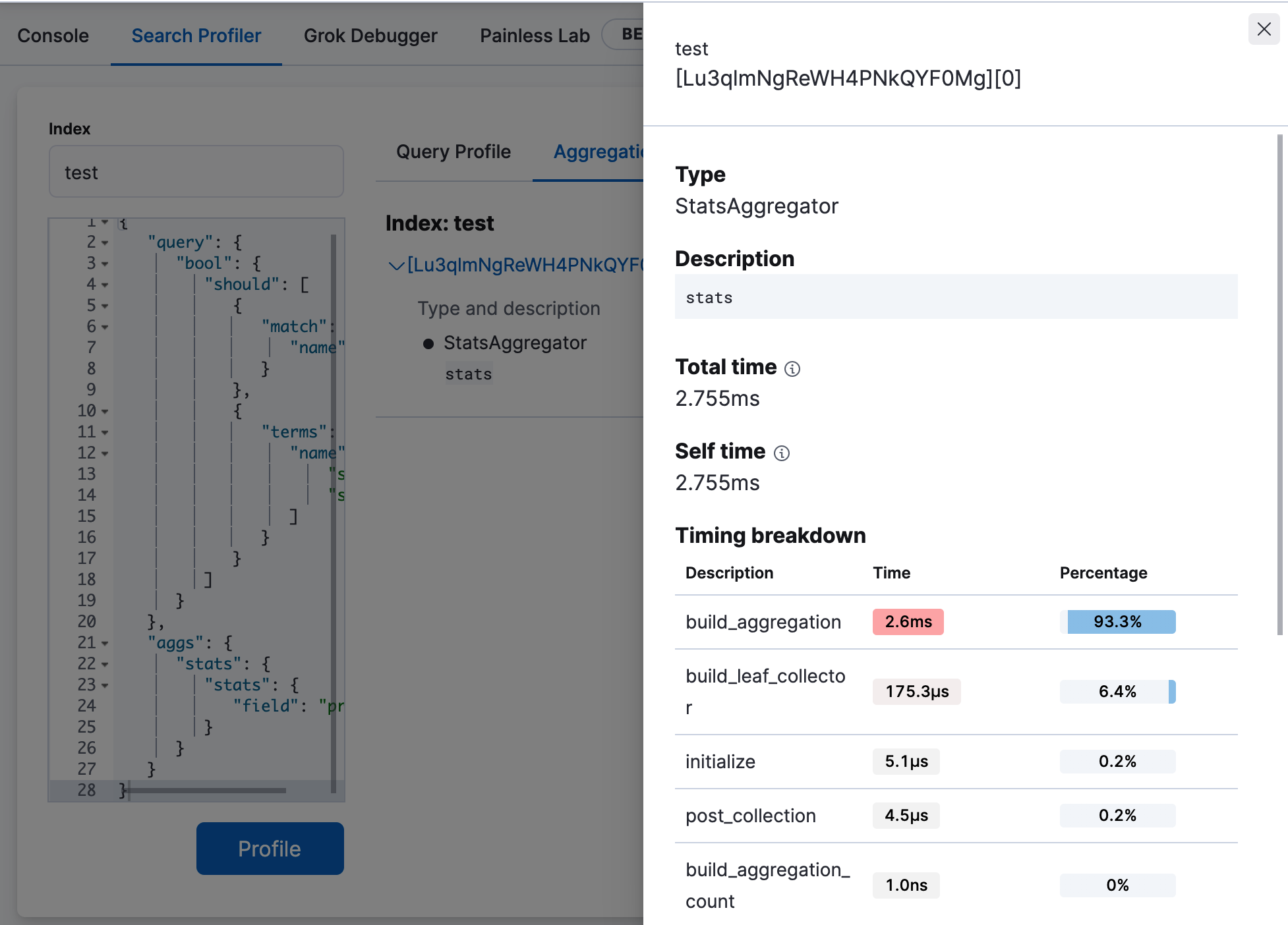 Drilling into the first shard's details